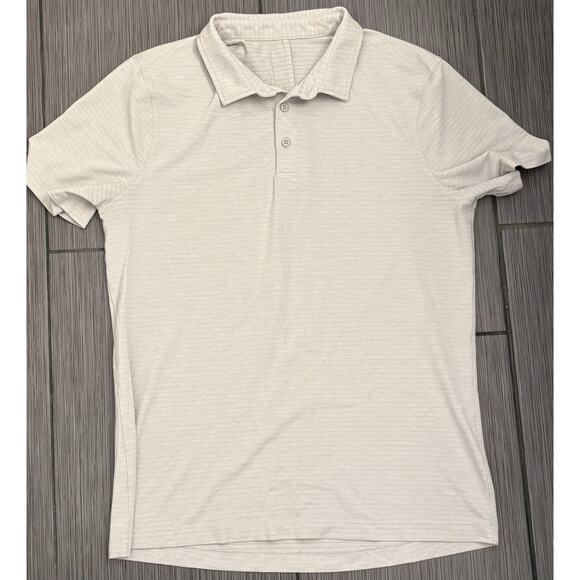 lululemon athletica Other - Lululemon Polo Shirt Mens Large Light Gray Stripe Evolution Golf Performance
